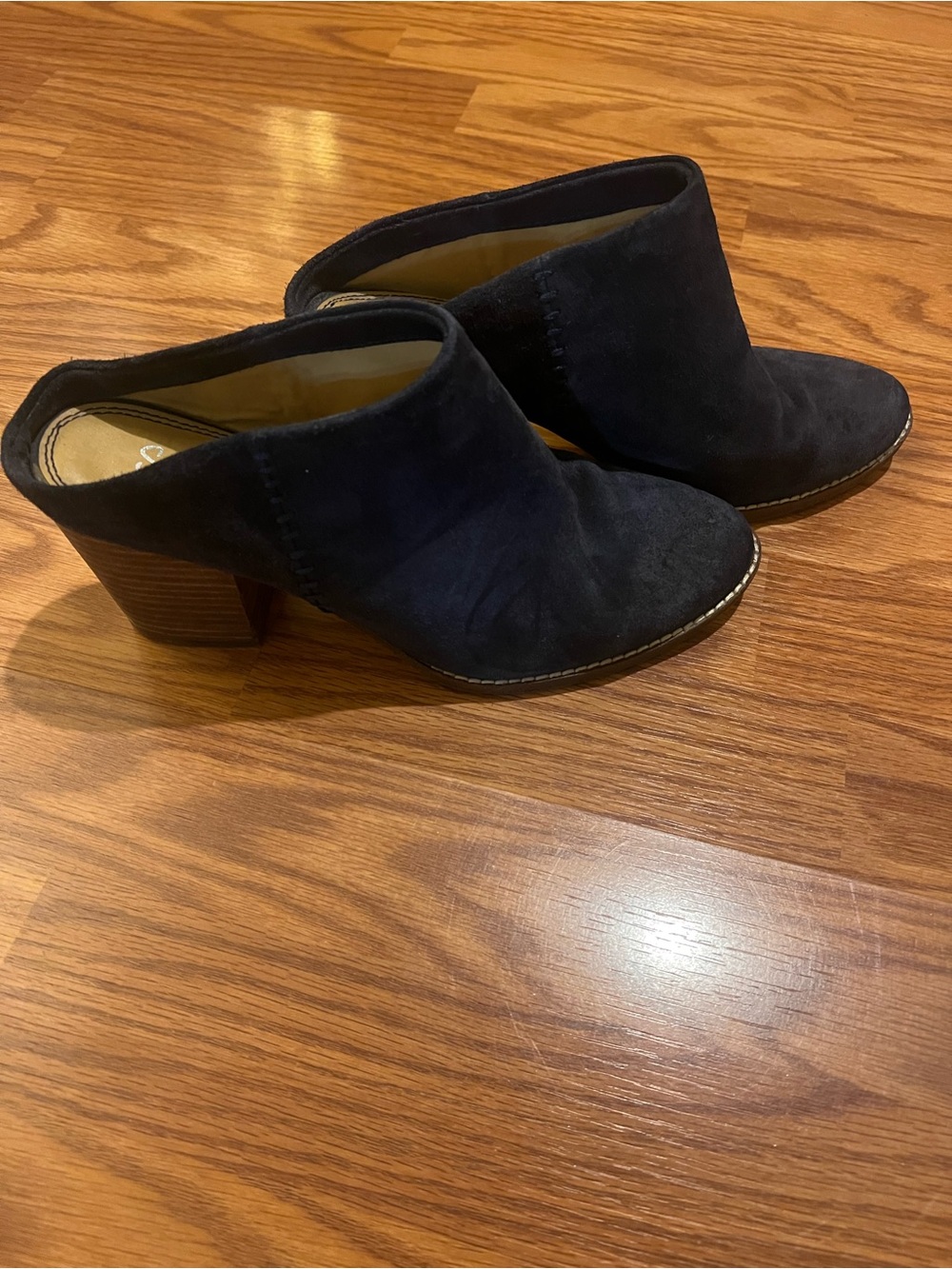 Splendid Navy Suede Block Heel Mules